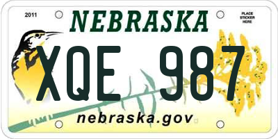 NE license plate XQE987