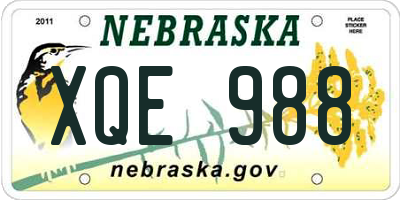 NE license plate XQE988