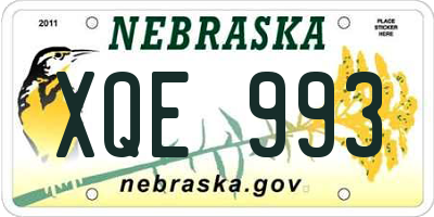 NE license plate XQE993
