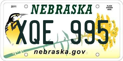 NE license plate XQE995
