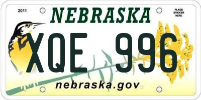 NE license plate XQE996