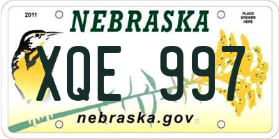 NE license plate XQE997