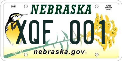 NE license plate XQF001