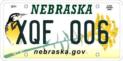 NE license plate XQF006