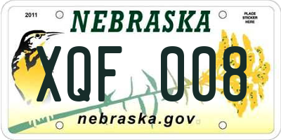 NE license plate XQF008