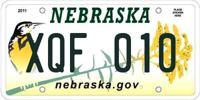 NE license plate XQF010