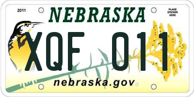 NE license plate XQF011