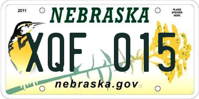 NE license plate XQF015
