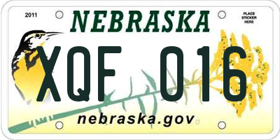 NE license plate XQF016