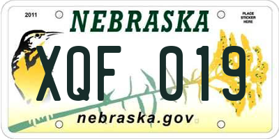 NE license plate XQF019