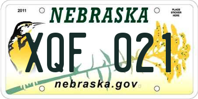 NE license plate XQF021