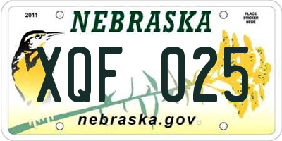 NE license plate XQF025