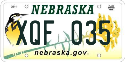 NE license plate XQF035