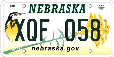 NE license plate XQF058