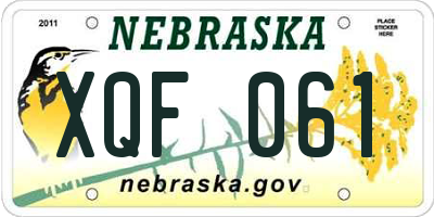 NE license plate XQF061