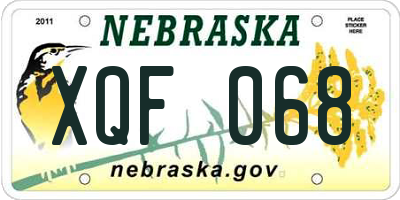 NE license plate XQF068