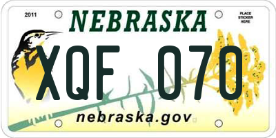 NE license plate XQF070