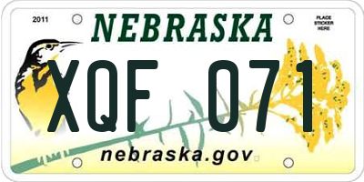 NE license plate XQF071