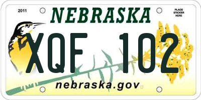 NE license plate XQF102