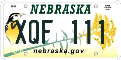 NE license plate XQF111