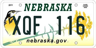 NE license plate XQF116