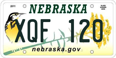 NE license plate XQF120