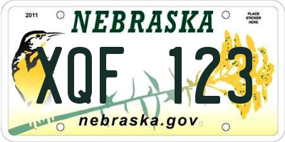 NE license plate XQF123