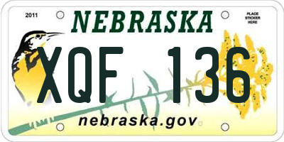 NE license plate XQF136