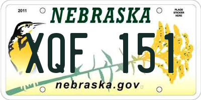NE license plate XQF151
