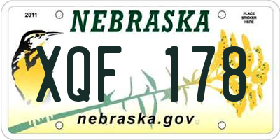 NE license plate XQF178