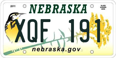 NE license plate XQF191