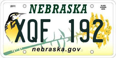 NE license plate XQF192