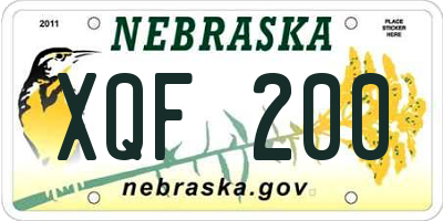 NE license plate XQF200