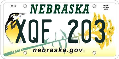 NE license plate XQF203