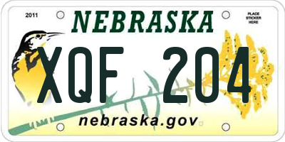 NE license plate XQF204