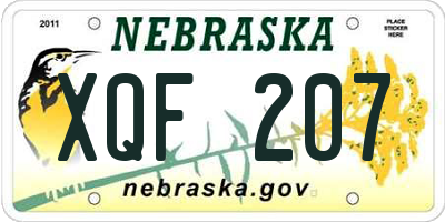 NE license plate XQF207
