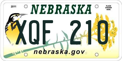 NE license plate XQF210