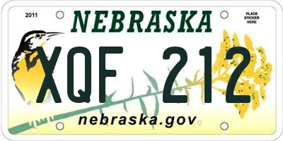 NE license plate XQF212