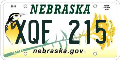 NE license plate XQF215