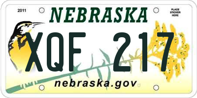 NE license plate XQF217