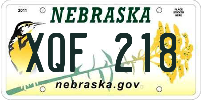 NE license plate XQF218
