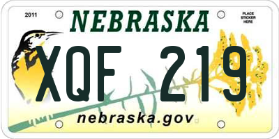 NE license plate XQF219