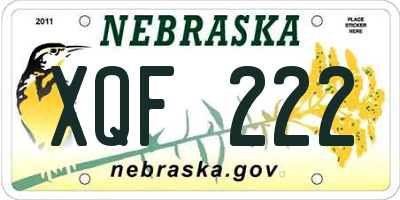 NE license plate XQF222