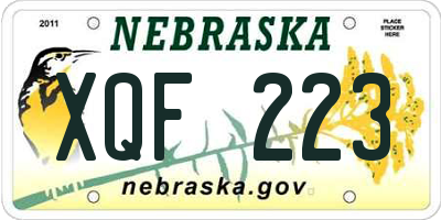 NE license plate XQF223