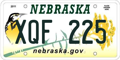 NE license plate XQF225
