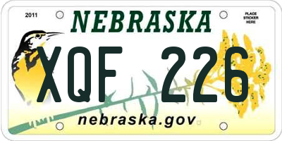 NE license plate XQF226