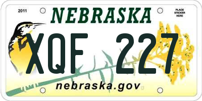 NE license plate XQF227