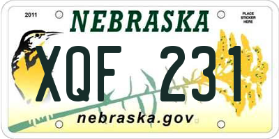 NE license plate XQF231