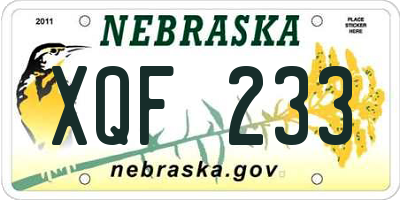 NE license plate XQF233