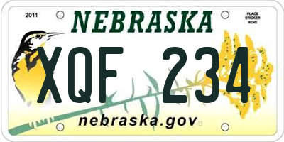 NE license plate XQF234